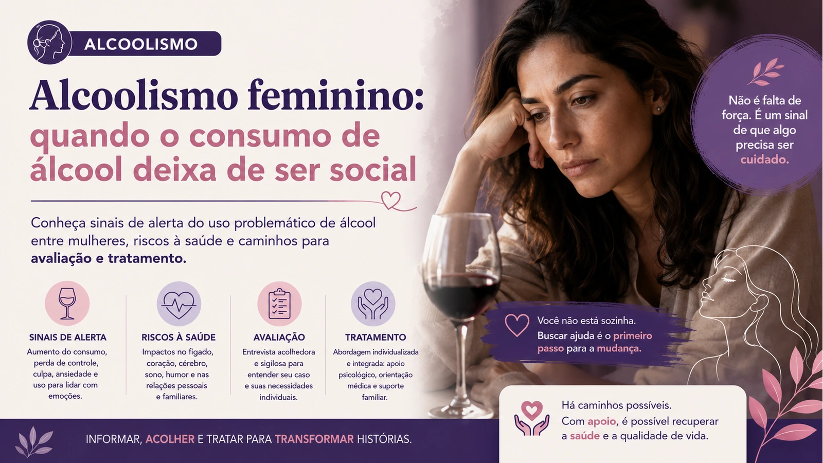 Mulher em momento de reflexão, representando autoconhecimento e decisão de buscar ajuda