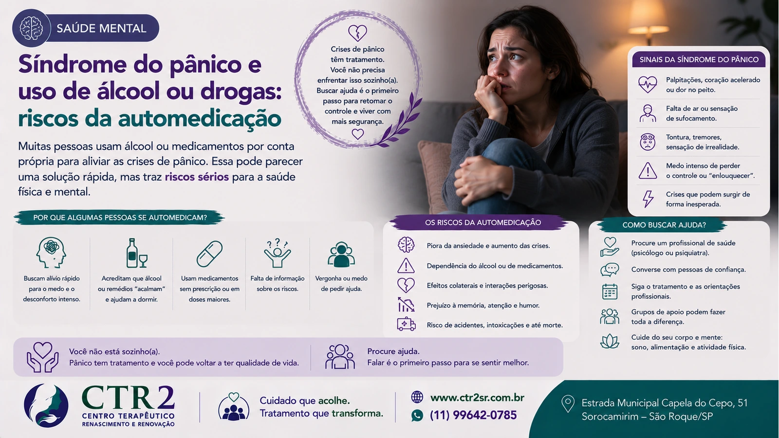 Pessoa em momento de ansiedade, representando a busca por controle respiratório e apoio