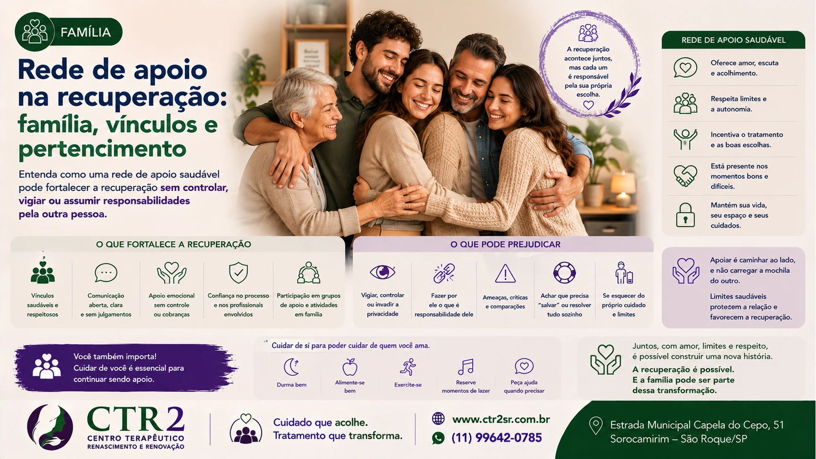 Grupo unido com os braços apoiados, simbolizando vínculos, pertencimento e rede de apoio