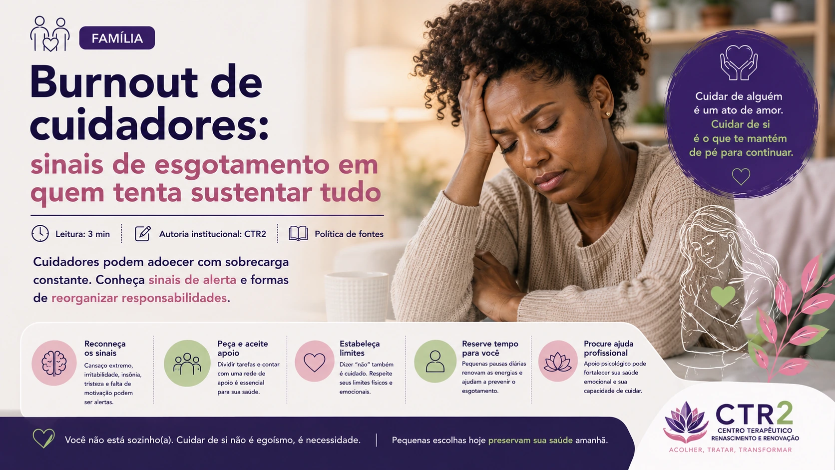 Burnout de cuidadores: sinais de esgotamento em quem tenta sustentar tudo