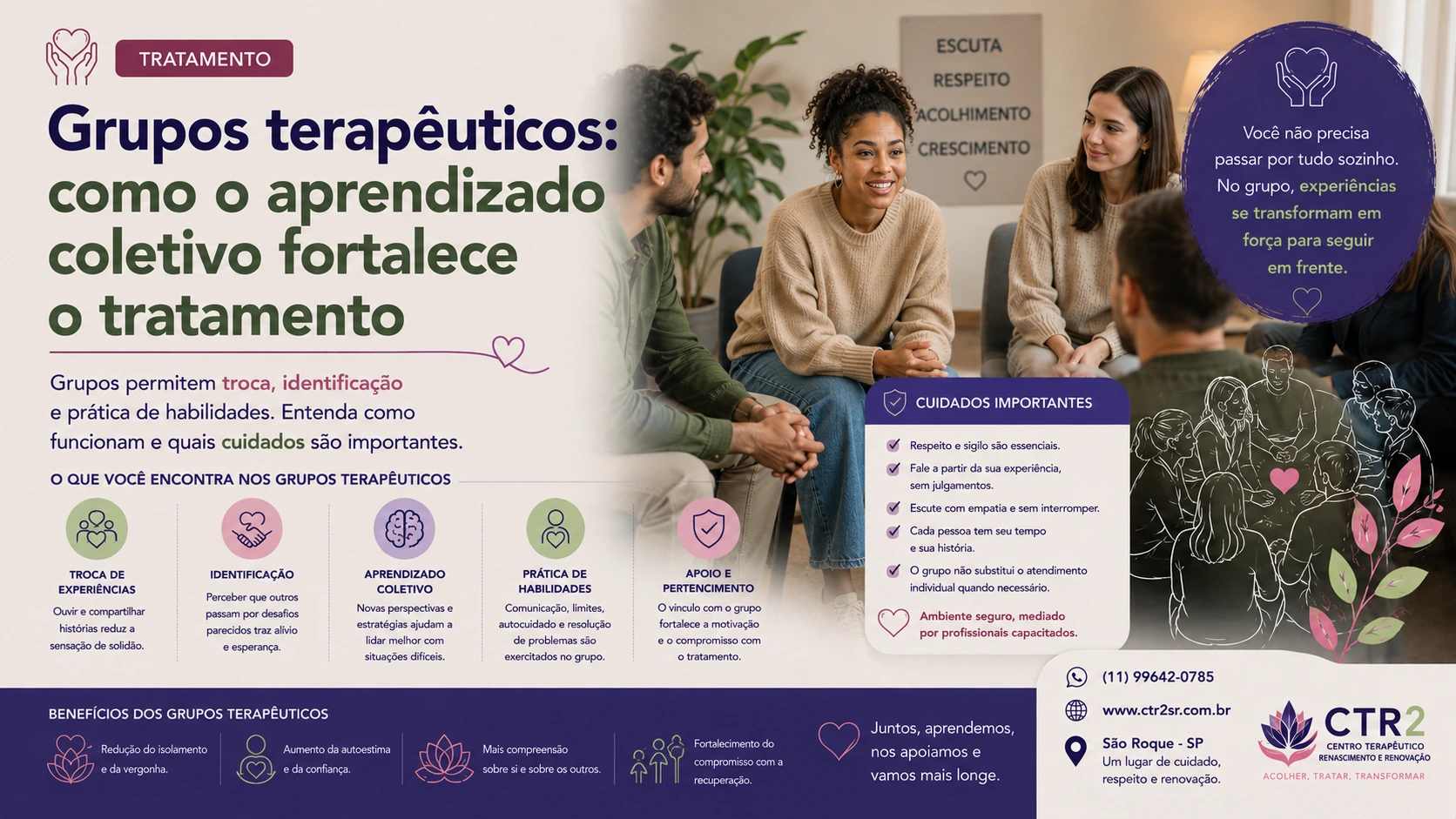 Grupos terapêuticos: como o aprendizado coletivo fortalece o tratamento