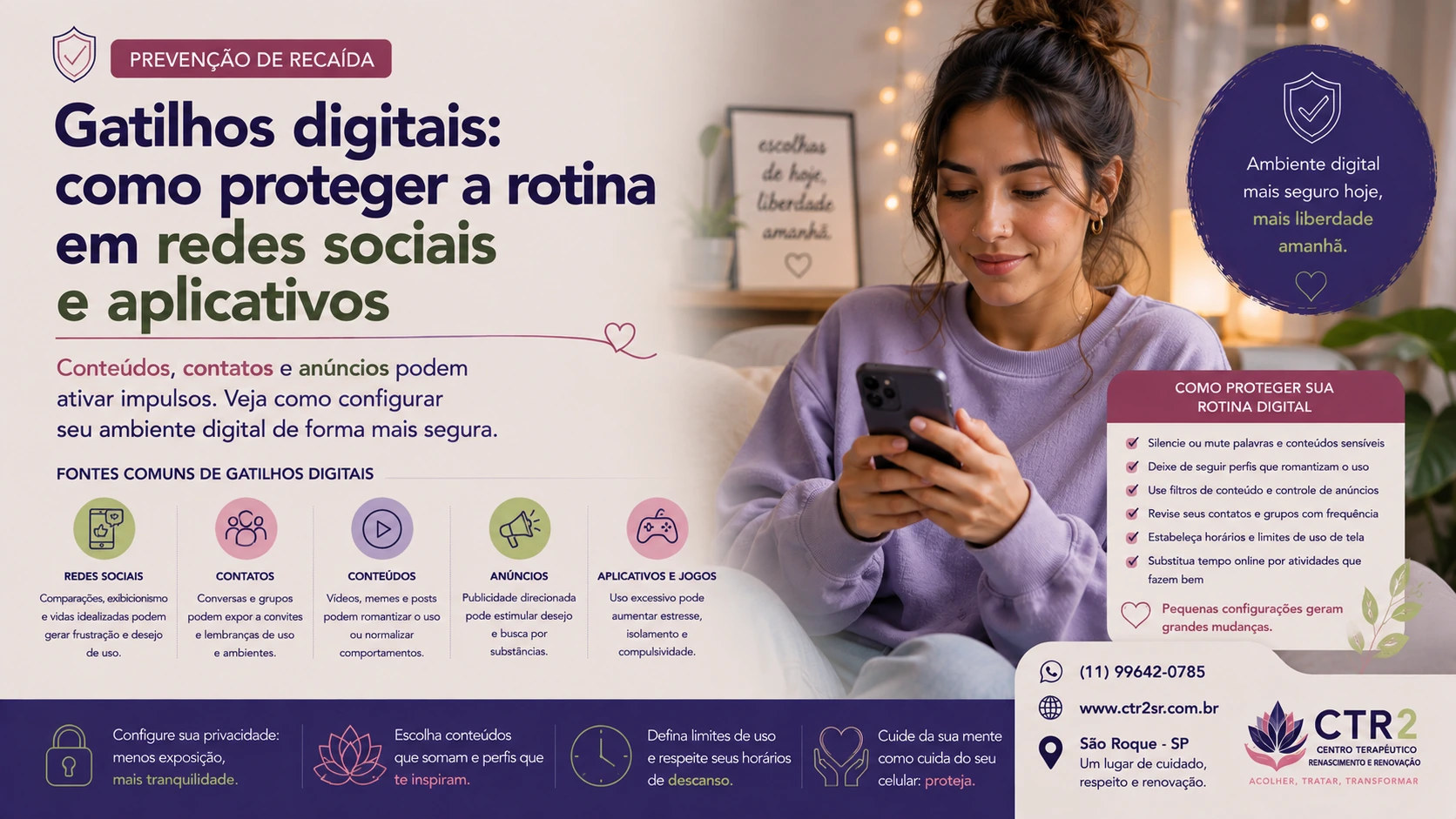 Gatilhos digitais: como proteger a rotina em redes sociais e aplicativos