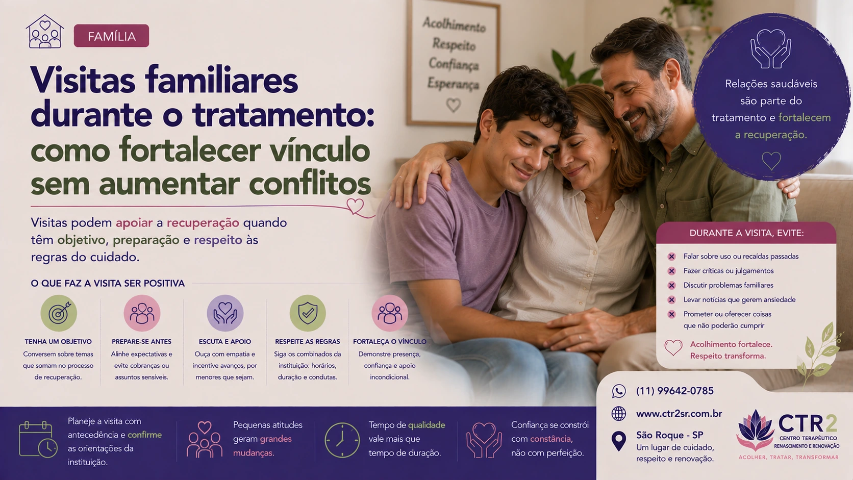 Visitas familiares durante o tratamento: como fortalecer vínculo sem aumentar conflitos