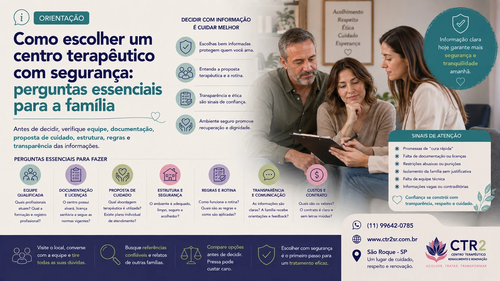 Como escolher um centro terapêutico com segurança: perguntas essenciais para a família