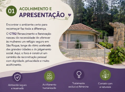 Acolhimento e apresentação da Clínica de Recuperação Feminina em São Roque
